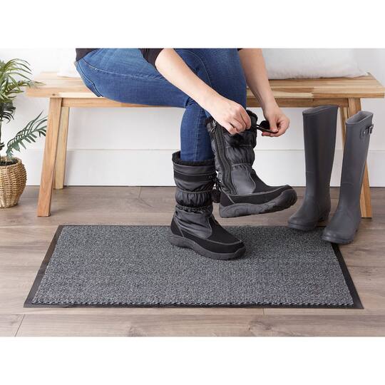 DII® Gray & Black Walk Off Utility Runner Doormat, 24" x 36"